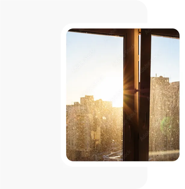 Fenster, bevor sie gereinigt wurden